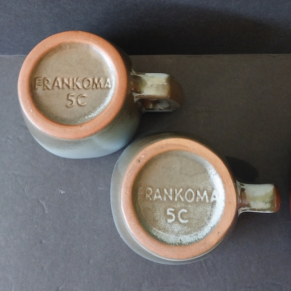 Pair Frankoma 5C Plainsman Coffee / Tea Cups in Woodland Moss - Picture 8 of 12